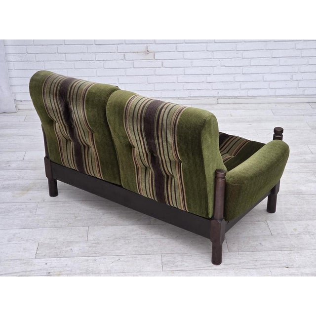 Vintage Scandinavian Two-Seater Sofa in Green Furniture Velour and Beech, 1970s For Sale - Image 16 of 18