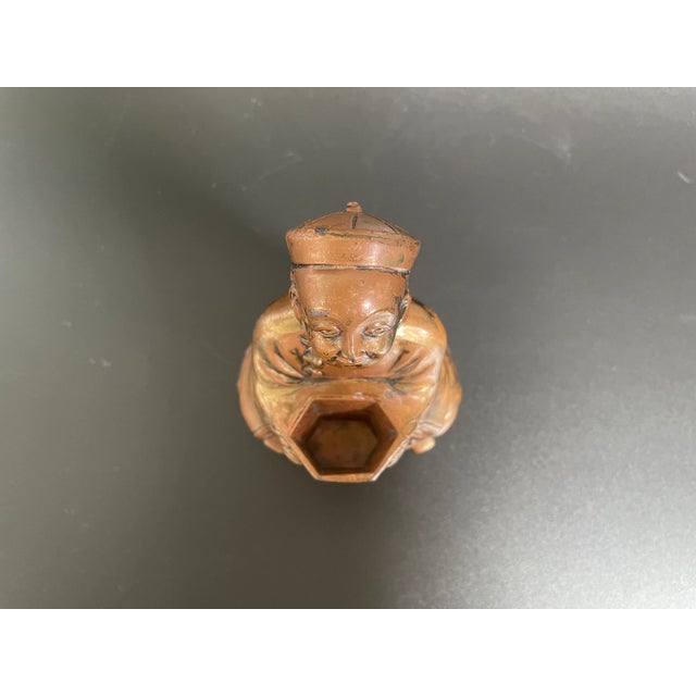 Antique Japanese Gilt Bronze Chinese Man Figural Incense Burner For Sale In Las Vegas - Image 6 of 13
