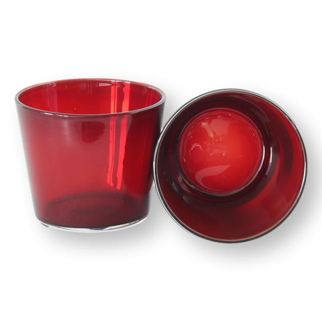 Mid-Century Modern MCM Culver Cranberry Gold Glasses, 12pc For Sale - Image 3 of 4