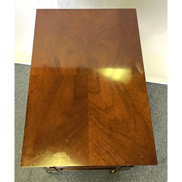 Vintage Solid Wood Side Table on Brass Casters With Drawer For Sale - Image 9 of 12