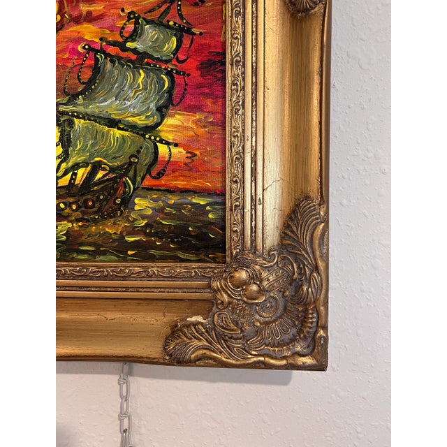 Red Original Acrylic Painting by Serg Graff, Seascape Titled "Eclipse" , Coa For Sale - Image 8 of 8