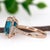 2020s 6.7cts Blue Zircon Ring W Earth Mined Diamonds in 14k Rose Gold | Em 9.5x7mm, Size 6.75 For Sale - Image 5 of 7