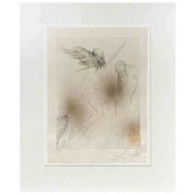 Sorcière au Balai is a rare artwork from the Series "Faust" (La Nuit de Walpurgis), realized 1968/69. Etching, Drypoint,...