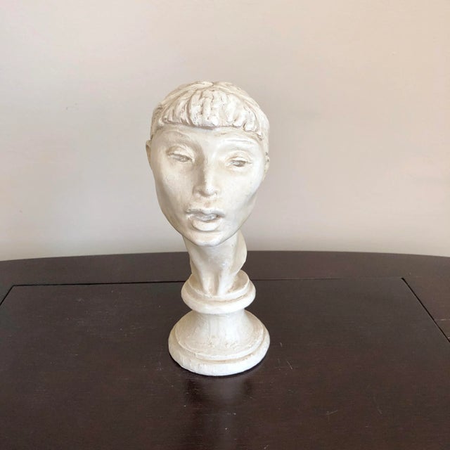Modern Vintage Plaster Bust of a Young Woman For Sale - Image 3 of 11