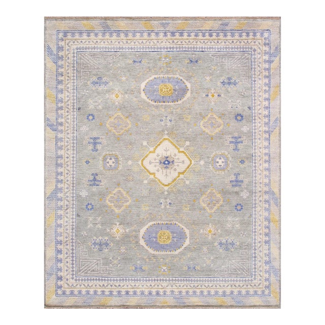 Pasargad Home Khotan L. Blue Wool Area Rug- 8' 1'' X 10' 0'' For Sale
