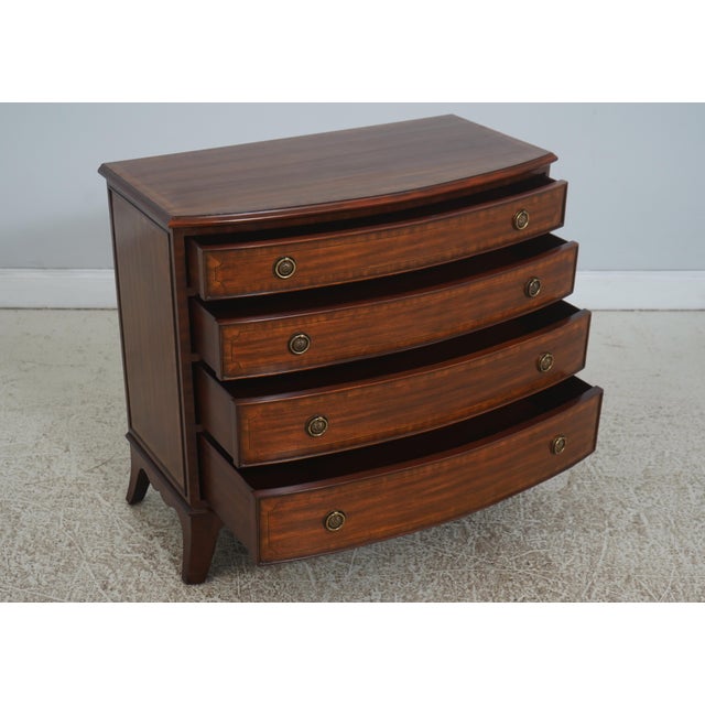 Traditional Maitland Smith Federal Style Mahogany Bowfront Chest of Drawers For Sale - Image 3 of 18