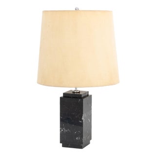Modern Black Marble and Chrome Table Lamp For Sale