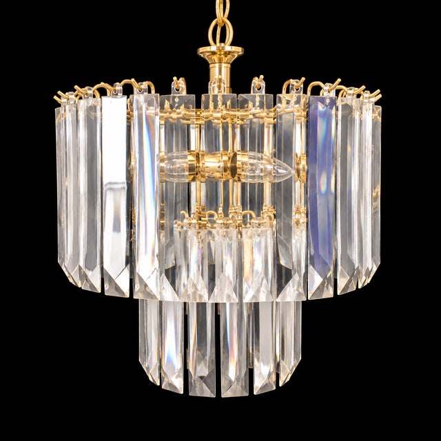 Mid 20th Century Italian Mid-Century Modern Three Tiered Clear Lucite Waterfall Chandeliers - A Pair For Sale - Image 4 of 8