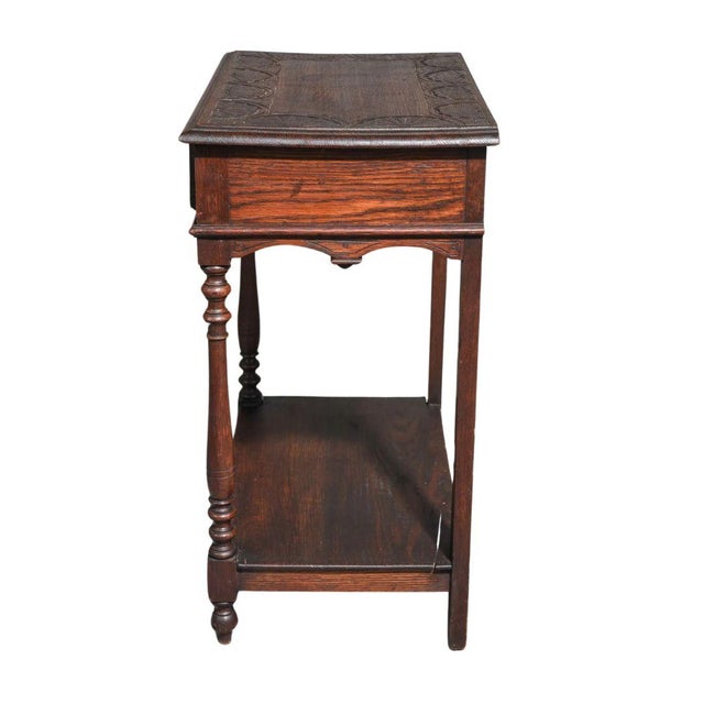 Gothic British Carved Oak Single Drawer Table C.1920's For Sale - Image 3 of 8