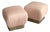 Blush-Upholstered Brass-Based Soufflé Ottoman Poufs by Marge Carson Circa 1986 - A Pair For Sale