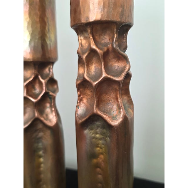 Brutalist Copper Candle Holders by Thomas R. Markusen For Sale - Image 11 of 12