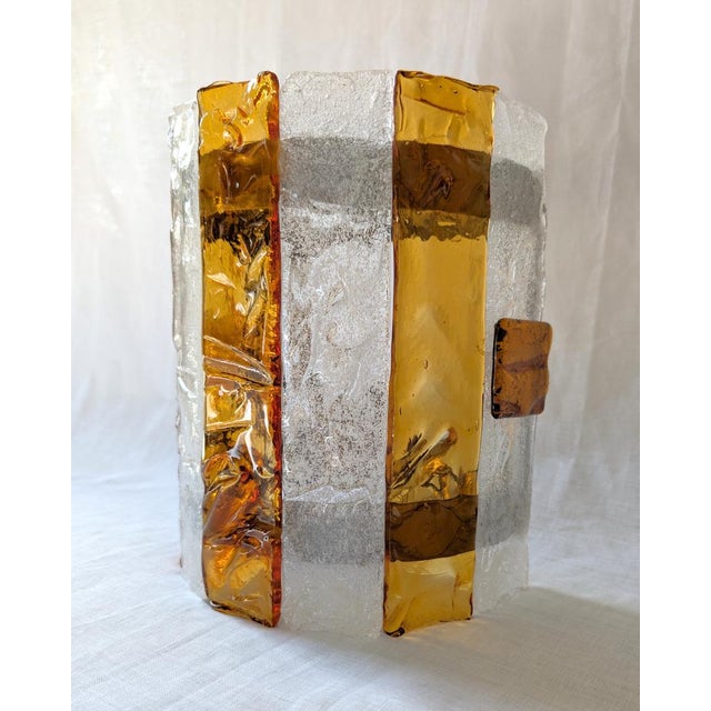 1970s Amber Striped Murano Glass Wall Sconce attributed to AV Mazzega, 1970s For Sale - Image 5 of 14