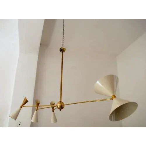 Black Four-Arm Brass Asymmetrical Chandelier by Silvio Piattelli For Sale - Image 8 of 13