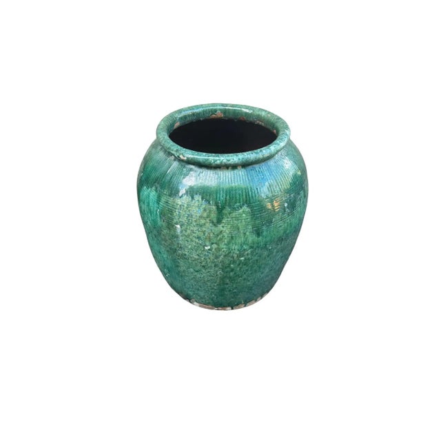 Vintage Chinese Green Glazed Ceramic Soy Sauce Jar For Sale - Image 10 of 10