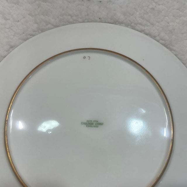 Antique 24k Gold Encrusted Floral Plates by Cauldon & Heinrich - Set of 6 For Sale - Image 9 of 12