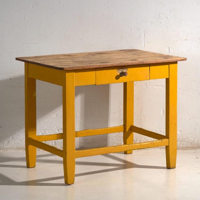 Vintage Painted Kitchen Table in Pine Wood, Central Europe, 1920 For Sale - Image 11 of 11
