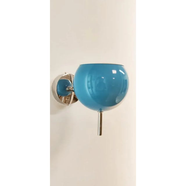 Space Age Adjustable Chrome and Light Blue Wall Light For Sale - Image 9 of 12