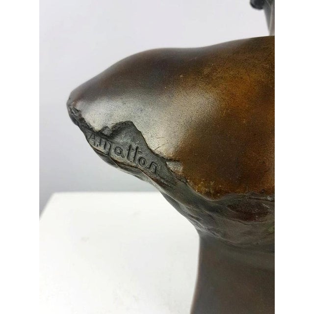 Metal Bronze Bust of Woman with Turban by Arsène Matton For Sale - Image 7 of 9