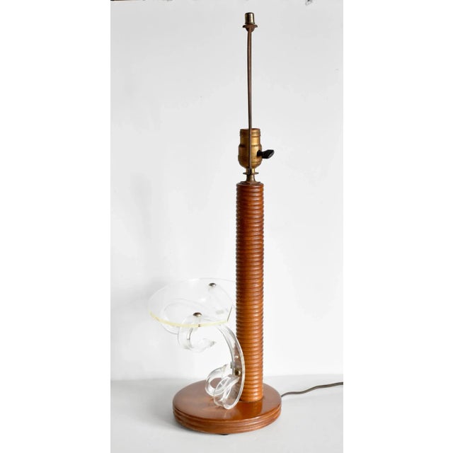 Mid-Century Modern Wood & Acrylic Shelf Table Lamp For Sale In San Francisco - Image 6 of 11