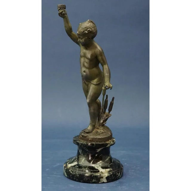 Bronzed Metal La Source Liberty Sculpture of Cherubic Putto by Ernest Justin Ferrand, 19th Century For Sale - Image 9 of 18