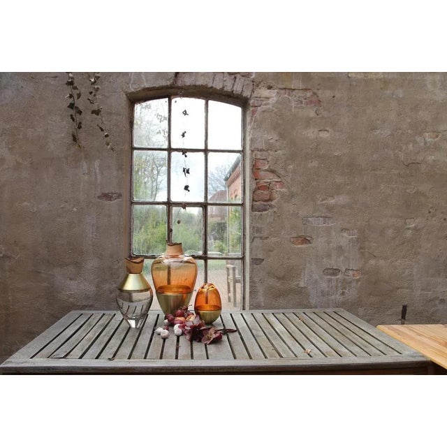 Metal Green Blue and Brass Patina India Vase I by Pia Wüstenberg For Sale - Image 7 of 9