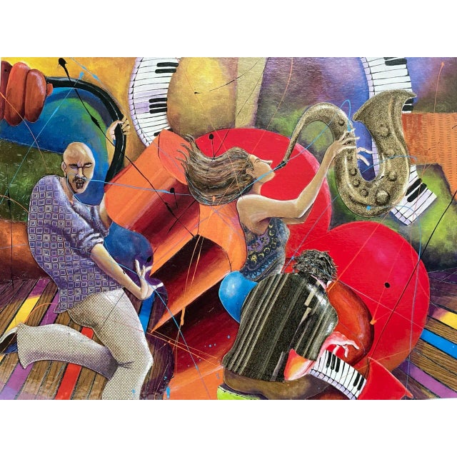 Marcus Glenn was born in Detroit Michigan in 1968. Known for symbolic elongated figure, Mixed Media, artwork. Collage of...