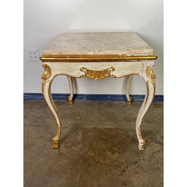 Italian Rococo Console Table, Giltwood & Marble Top, Mid-20th Century For Sale - Image 4 of 16