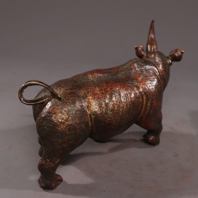 Late 19th Century Gilt Bronze Rhinoceros Statue, 1.53kg For Sale - Image 4 of 10