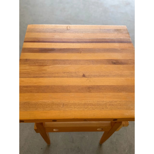 Vintage Butcher Block Top Side Table For Sale - Image 11 of 13