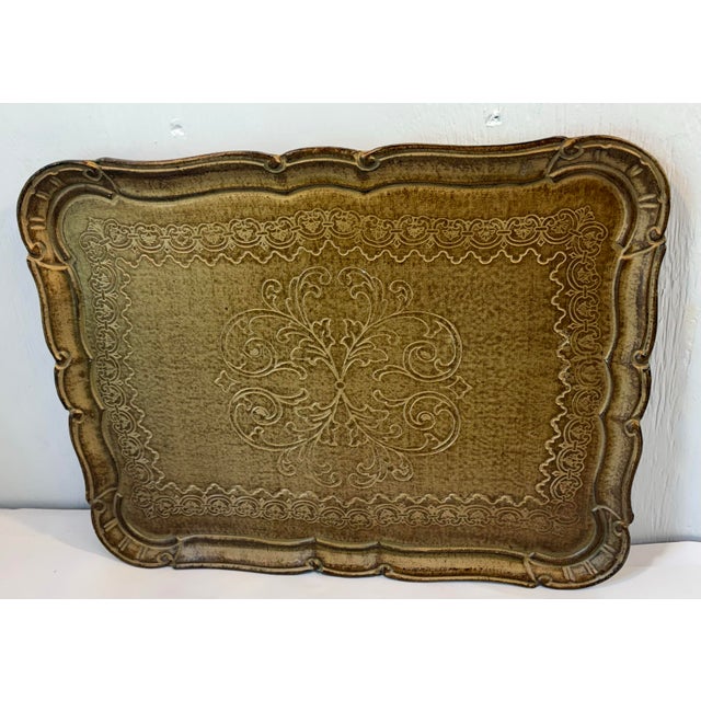 Beautiful gold gilt wood Italian serving tray!