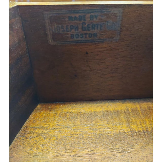 1920's Joseph Gerte Parcel Gilt Mahogany & Burlwood Drum Table For Sale - Image 4 of 12