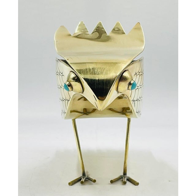 Vintage Brass Bird Sculpture by Oswaldo Guayasamín, Signed, Latin American Art For Sale - Image 11 of 18