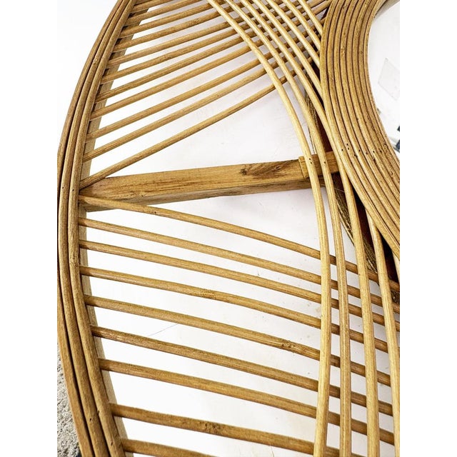 Glass Large Mirror Made of Wood and Rush, France, 1980 For Sale - Image 7 of 10