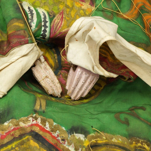 Antique Large Chinese Peking Opera Puppet (26 In) With Dragon Robe Late Qing For Sale - Image 10 of 12