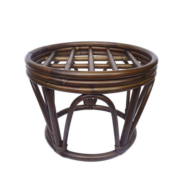 Vintage Round Boho Bamboo Rattan Cane Bentwood Drum Side Table Chairish