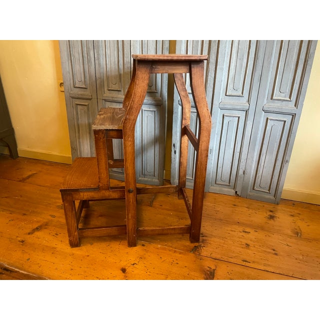 Brown Antique French Library Step Ladder, 1890s For Sale - Image 8 of 16