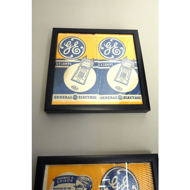 Circa 1940s G.E. Motion Picture Studio Light Bulb Wrapper, Framed Pair