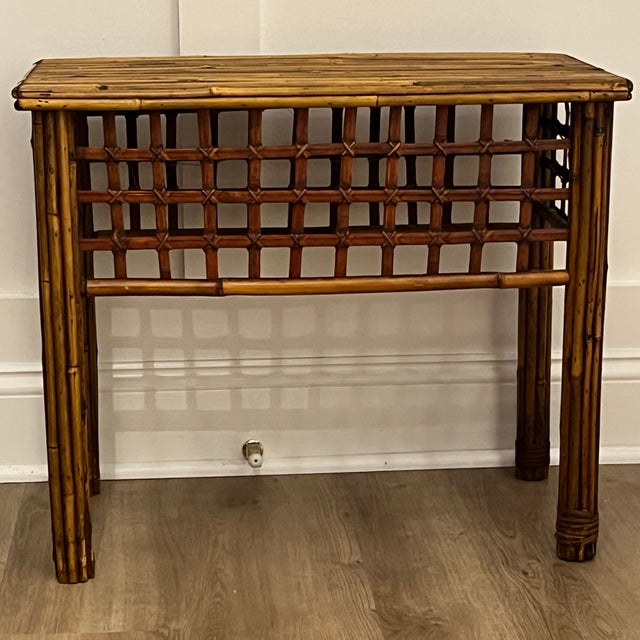 Vintage Pencil Reed Bamboo Side Table For Sale In New York - Image 6 of 18