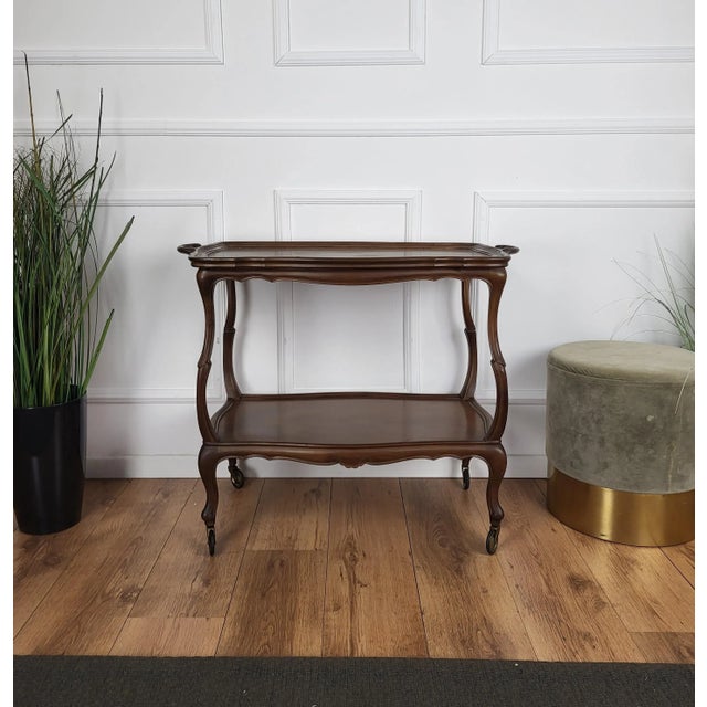 Mid-Century Italian Chippendale Wood Dry Bar Cabinet Liquor Cart, 1950s For Sale - Image 6 of 8