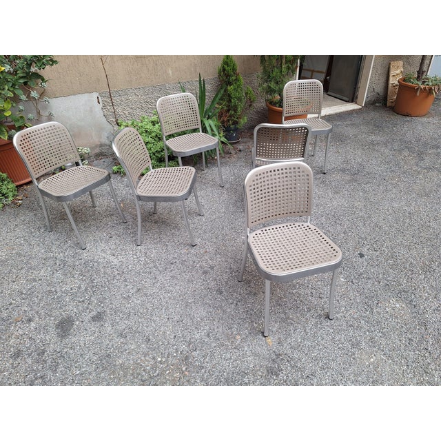 Vintage Stackable Silver Chairs by Vico Magistretti for De Padova, 1989, Set of 6, in Very Good conditions. Designed 1980...