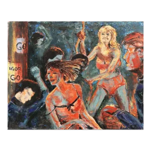 'Go, Igor, Go!' by Dick Phillips, 1960's Night Club Go-Go Dancers, Large Post-Impressionist Oil