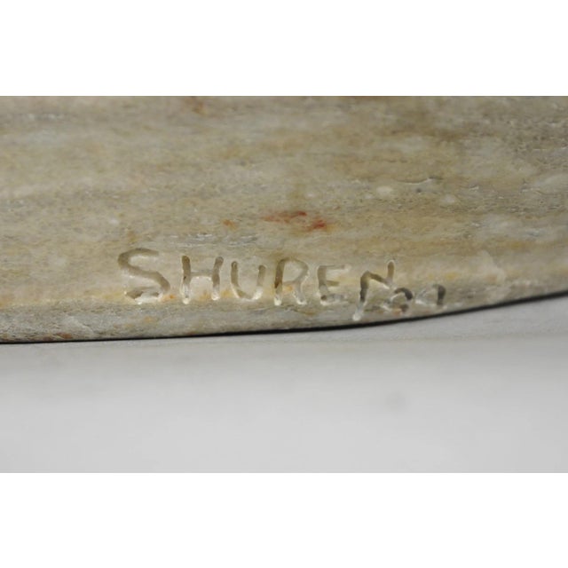 Vintage Seymour Shuren Modern Carved Pink Marble Native American Bust Sculpture For Sale - Image 16 of 18