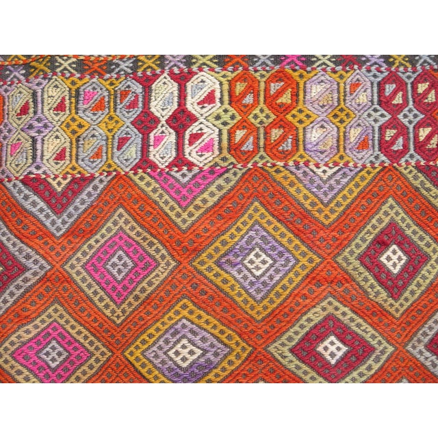 Mid 20th Century Mid 20th Century Persimmon Color Turkish Handmade Kilim Boho Area Rug For Sale - Image 9 of 11
