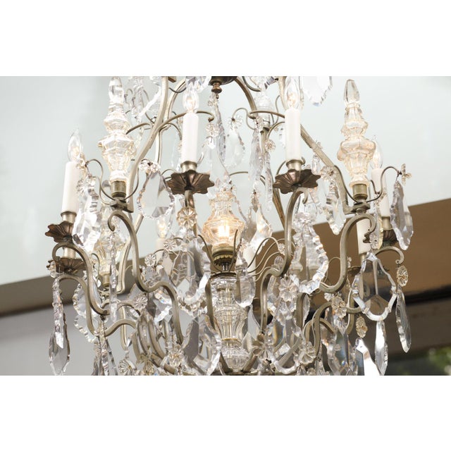 Exceptional Early 20th C. Louis XV Silvered Bronze & Crystal Chandelier For Sale - Image 4 of 9