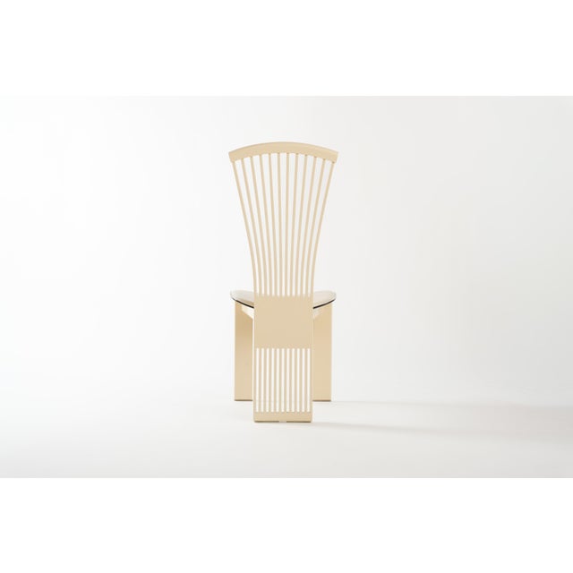 1980s Set of 4 White Lacquer and Leather Attributed to Pietro Costantini Italian Dining Chairs For Sale - Image 9 of 12