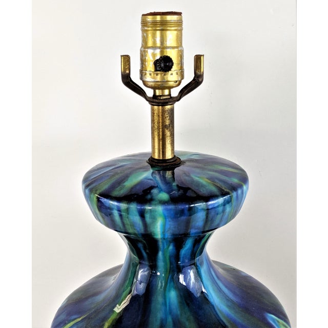 Large Blue and Green Glazed Mid Century Modern Ceramic ...