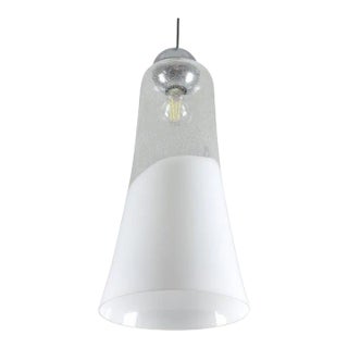 Mazzega Murano Pulegoso Glass Pendant Light, Labelled, Italy, 1970s For Sale