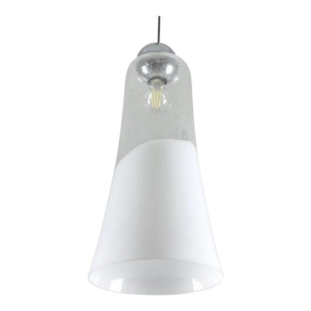 Mazzega Murano Pulegoso Glass Pendant Light, Labelled, Italy, 1970s For Sale