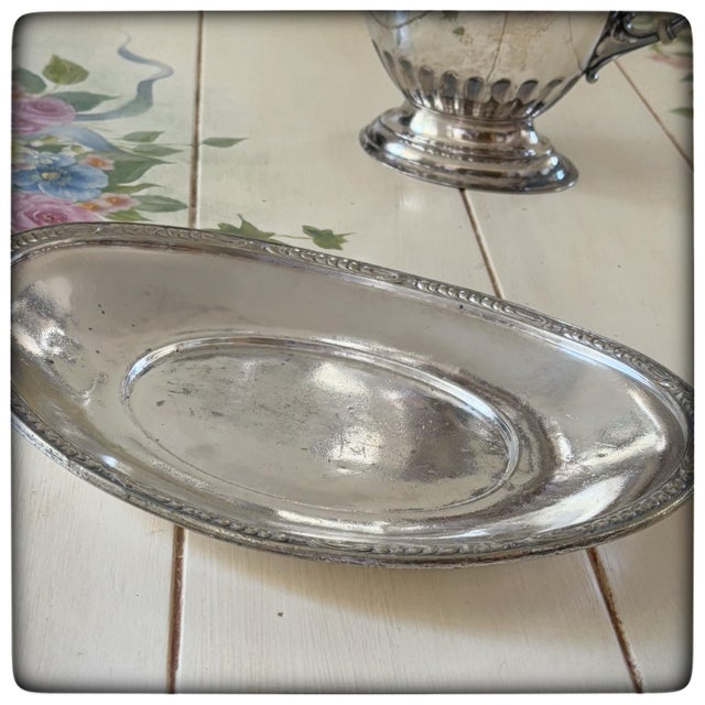 An exceptional piece of 1930 New York luxury hospitality, this heavy silver-soldered platter was made by Gorham for the...