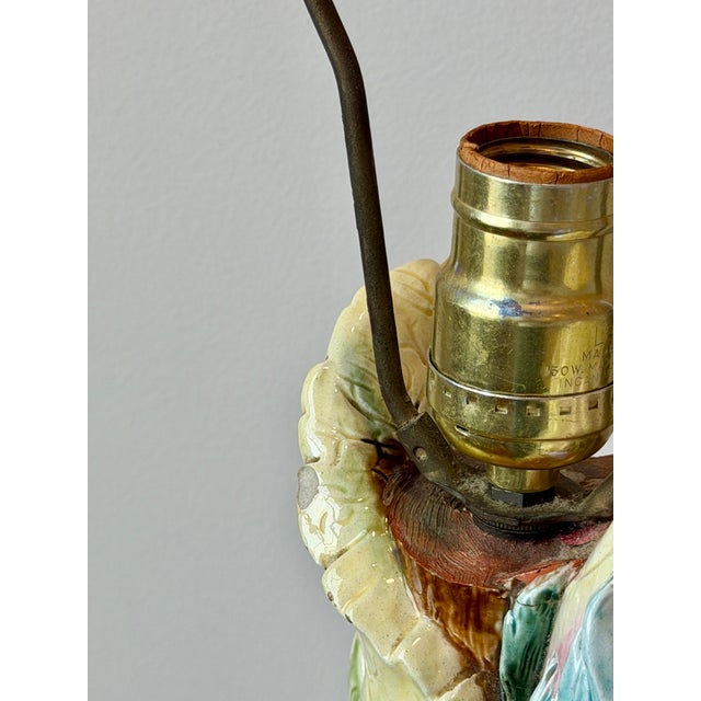 Mediterranean Majolica Style Botanical Table Lamp For Sale - Image 3 of 13